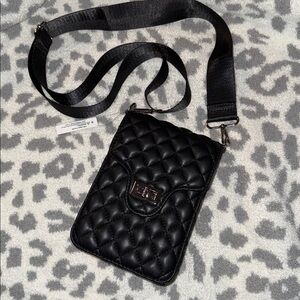 Black Quilted Chic Crossbody Phone Case Bag